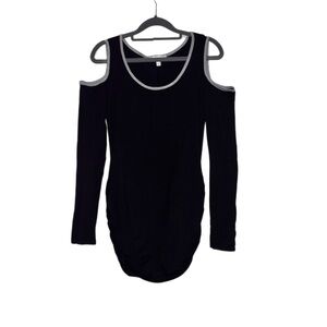 Black Cold Shoulder Top with rouching on the sides NWOT